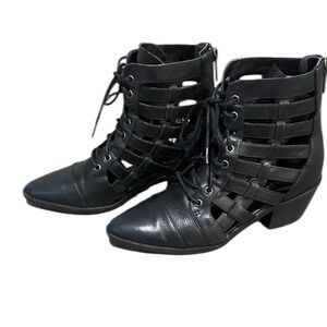 Treasure & Bond Black Cutout Lace-Up Boots